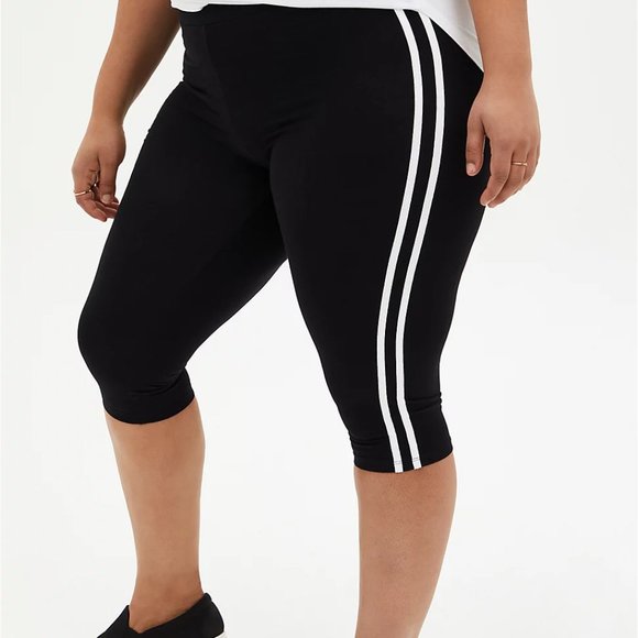 ♥️NWT VINTAGE TORRID DOUBLE SIDE STRIPE PEDAL PUSHER CROP LEGGING, Large Size 12 - Picture 2 of 10